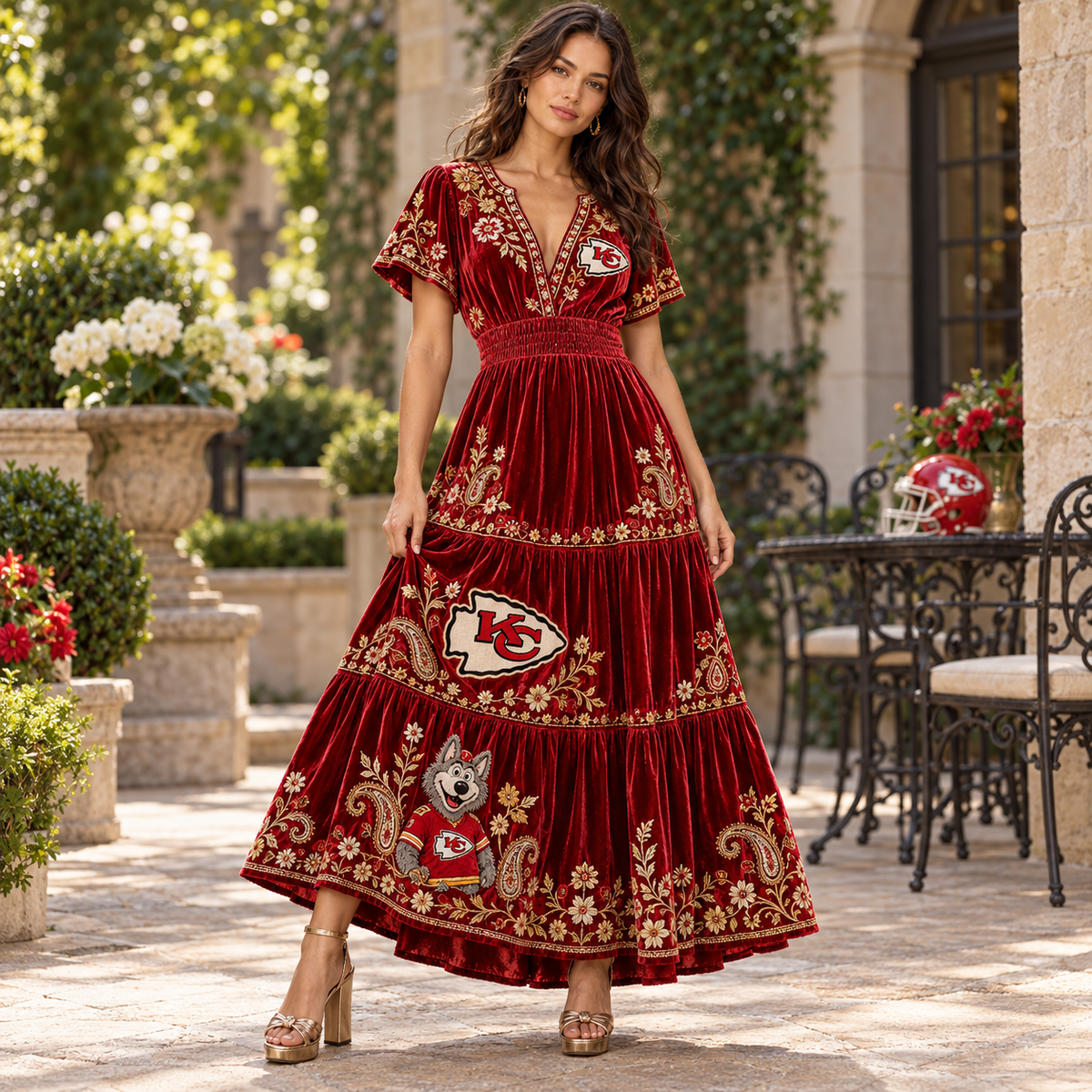KCC Premium Embroidered Velvet Maxi Dress PTKL