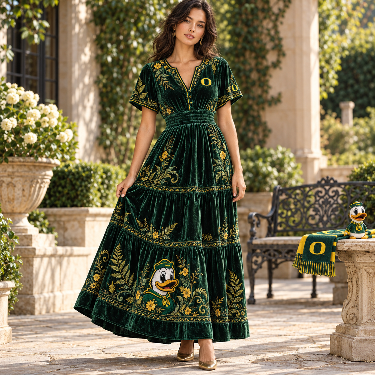 ORD Premium Embroidered Velvet Maxi Dress PTKL