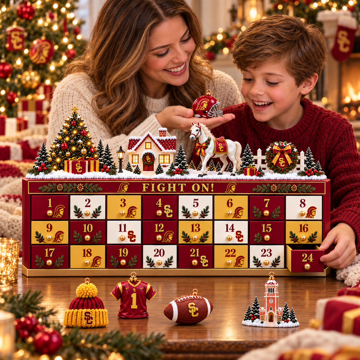 Premium USC Christmas Wooden Advent Calendar PVNA