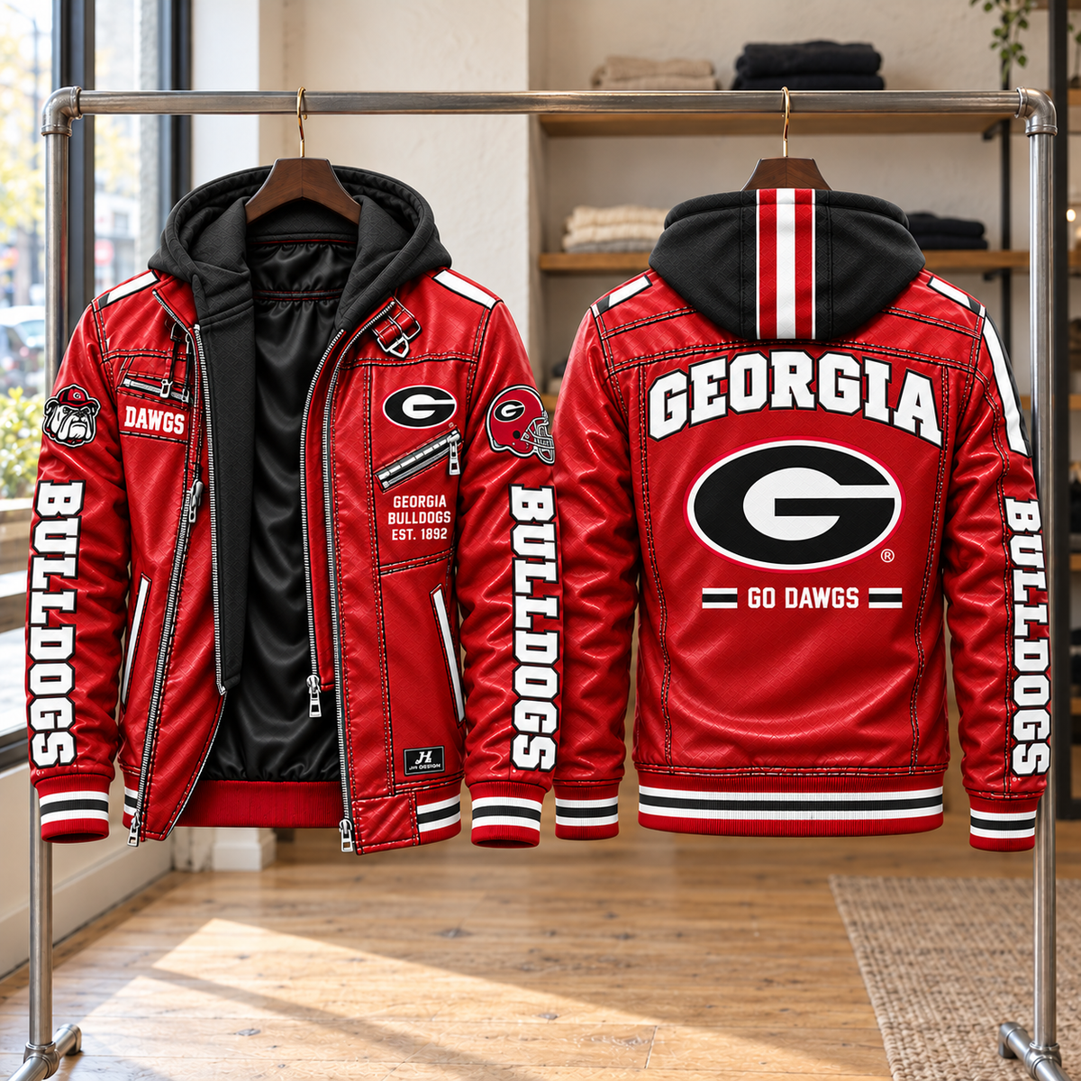 GGBD Hooded Leather-Look Bomber Jacket – PNPA