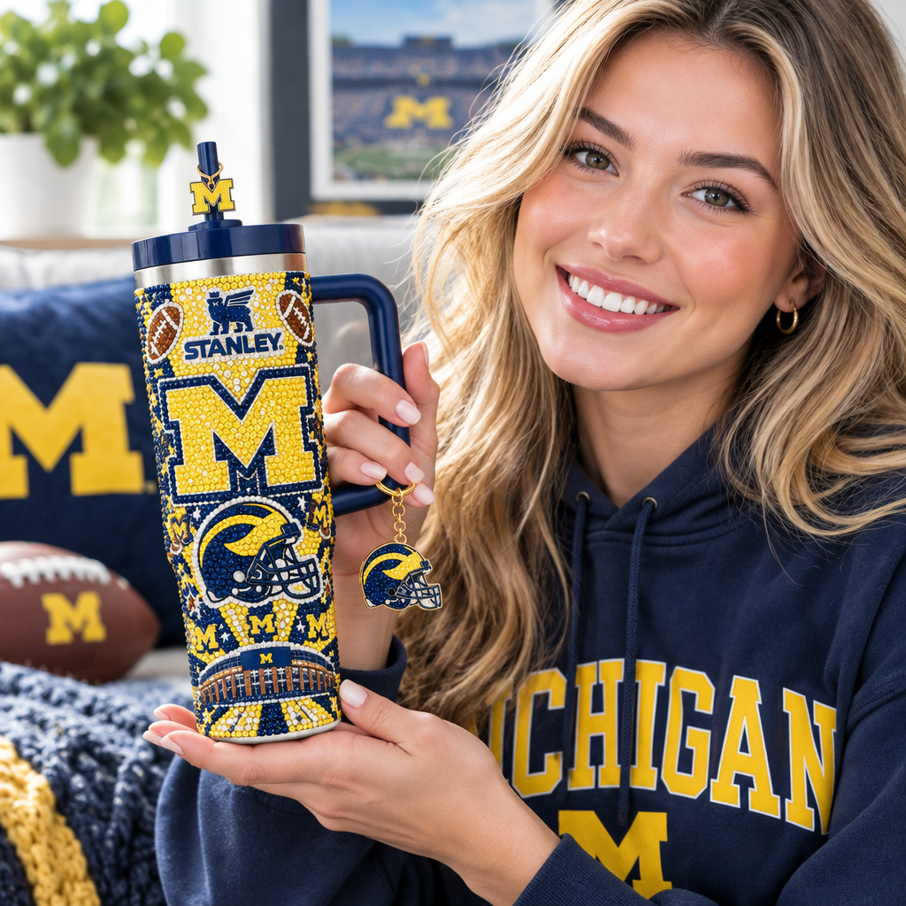 Michigan Wolverines 40oz Tumbler With Handle TTNL