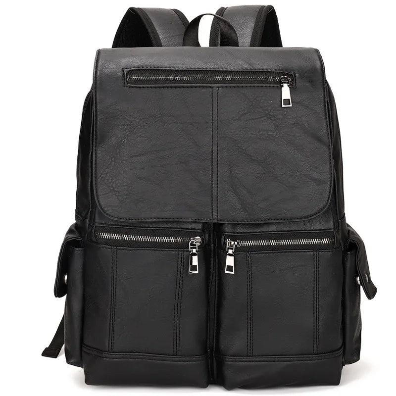 Fashion Luxury Brand Men Backpack Leather School Backpack Bag Students Waterproof Travel Bag Casual Leather Book bag Male