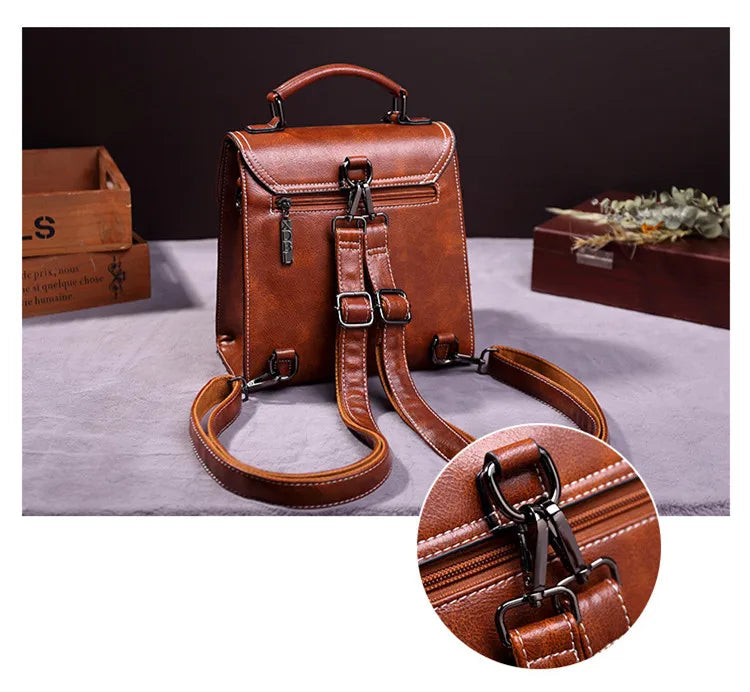 New Hot Women’s Retro Backpack Designer High Quality Soft Leather Simple Fashion Backpack Large Capacity Antitheft Shoulder Bags