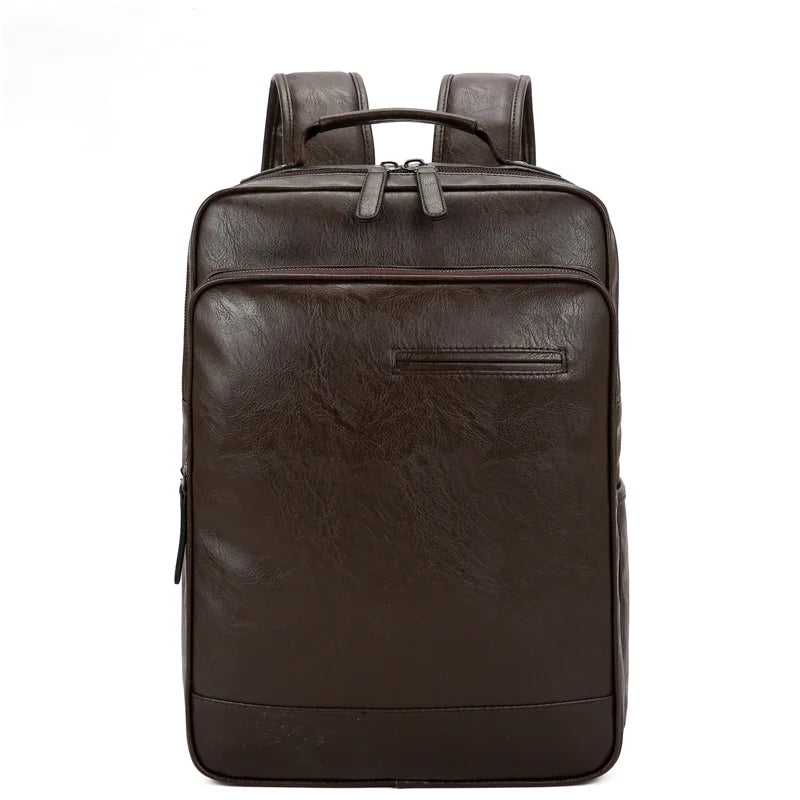 Casual Men's Business Large Capacity Leather Backpack Youth Travel Sheepskin Leisure Simple Men Shoulder Bags High Quality Bag