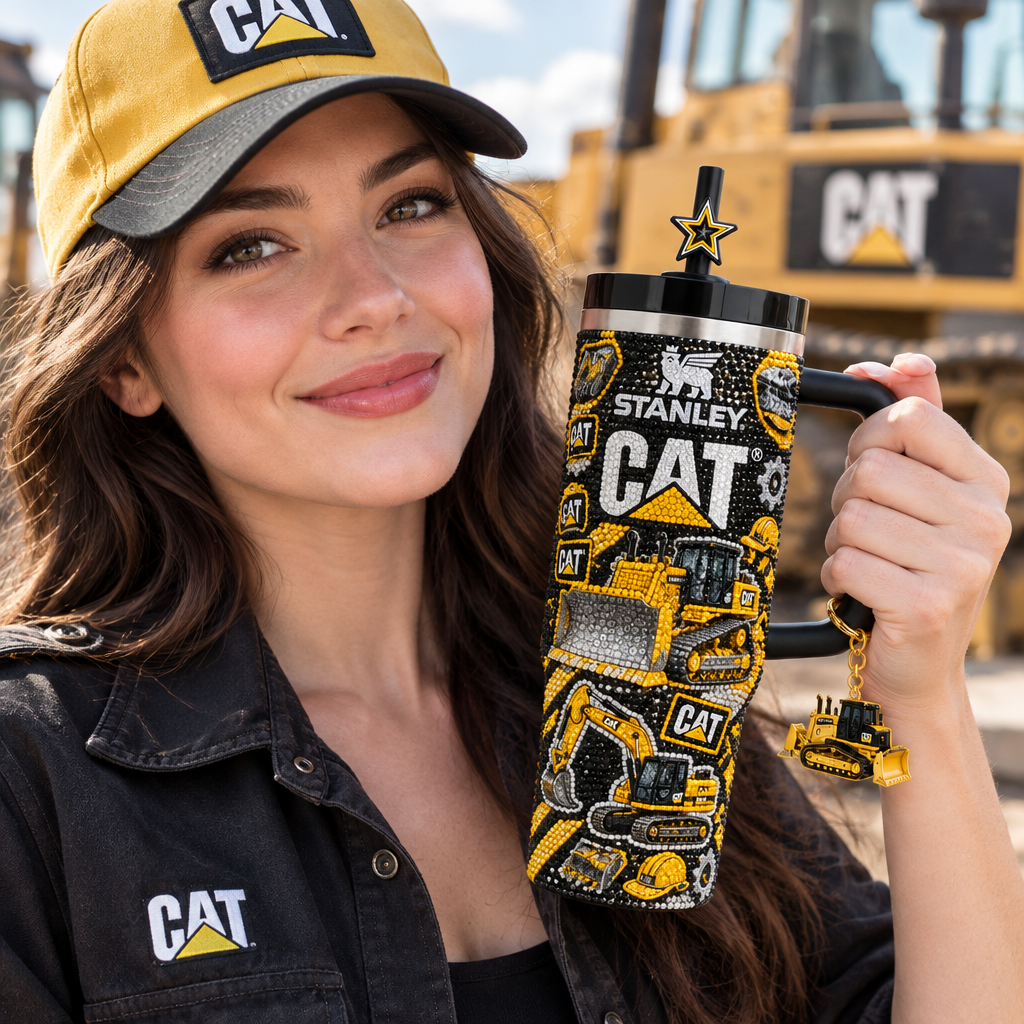 Cat Caterpillar 40oz Tumbler With Handle TTNL