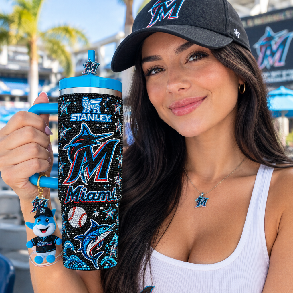 Miami Marlins 40oz Tumbler With Handle TTNL